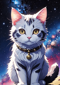 夜の月と星の猫 fC2458