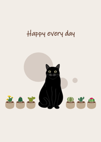 新鮮な植物鉢植え（黒猫）