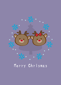 麋鹿情侶的可愛聖誕節！(莫蘭迪紫色)
