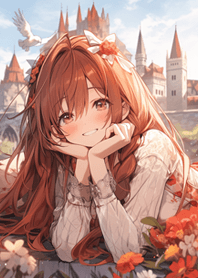 從城堡跑到花園裡的公主(橘)