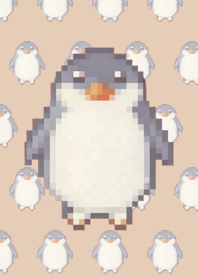 ペンギン パターンのドット絵Beige 02