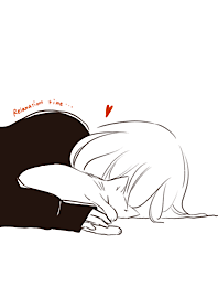 Cat and girl 04 black and white