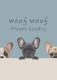 Woof Woof - French bulldog - DUSTY BLUE