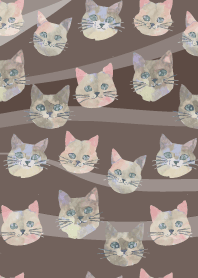 Whimsical Cats2 on brown