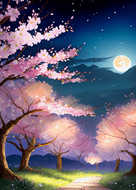 Beautiful night cherry blossoms#376