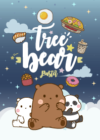 Bear Love Eating Navy Blue Pastel