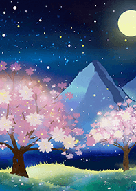 Beautiful night cherry blossoms#925