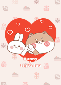 กระต่ายชิบะอินุรูปหัวใจน่ารัก/สีแดง