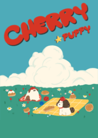 Cherry puppy chilling picnic