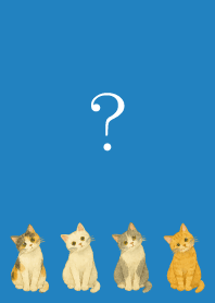 Cat tilting its head on blue