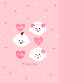 Dog cute heart minimal pink