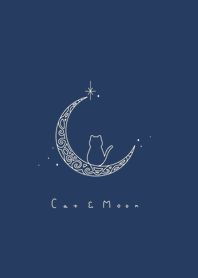 猫と月。ネイビーベージュ