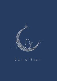 Cat & Moon / navy beige skinl