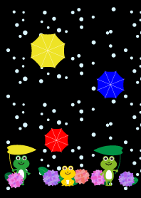 Frogs on a rainy day  black