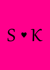 Initial "S & K" Vivid pink & black.