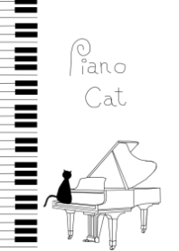 ピアノと黒猫