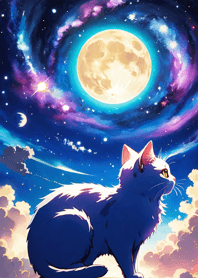 Night Moon Star Cat A4115b