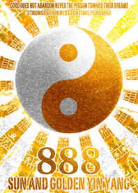 Sun and golden yin yang 8