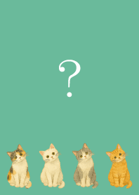 Cat tilting its head on bluegreen