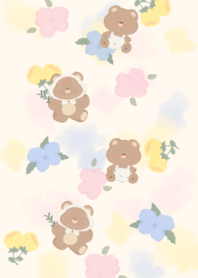 Bear holding a flower