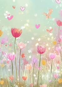 Pastel Flower Meadow & Hearts