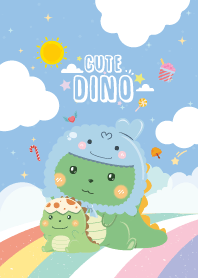 Dinosaur Sky Rainbow Blue