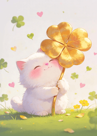 A cute cat with a lucky clover. 4JP