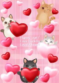 Happy cat Love Luck Up! lovely heart