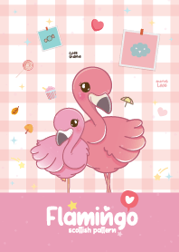 ฟลามิงโก้ ลายสก๊อต สีชมพู