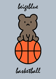 バスケットボールと小熊　ベージュブルー