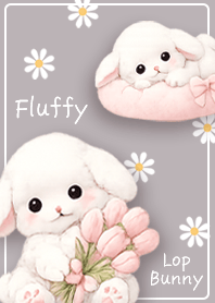Greige Fluffy Cute Lop Bunny