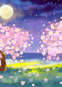 Beautiful night cherry blossoms#1759