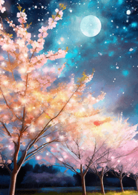 Beautiful night cherry blossoms#618