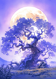 Purple tree under moonlight