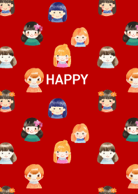 red & beige うきうき女の子