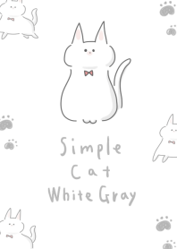シンプル しろ猫 ホワイト グレー