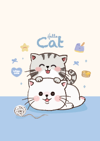 Cat couple cute : blue lover