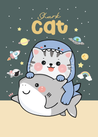 แมวน่ารักกับฉลาม : อวกาศมิดไนท์กรีน