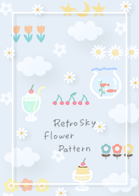 blue Retro Sky Flower Pattern 13_2