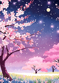 Beautiful night cherry blossoms#757