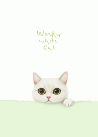 Winky White Cat Light Green White