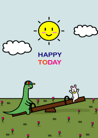 Happy dino playing on the swing.1