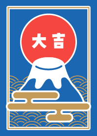 Simple/Lucky Mt.Fuji/ Navy x Red x Gold