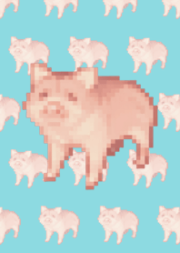 Pig Pattern Theme Pixel Green06