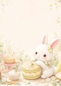 Cocoa White Rabbit Pear Macaron