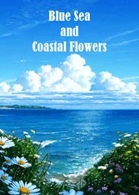 Blue Sea and Coastal Flowers