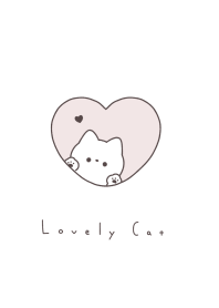 Cat in Heart(line)/pink gray white.