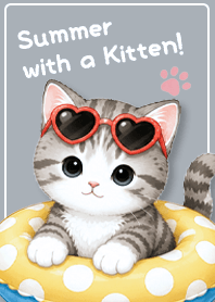 blue Summer with a Kitten!