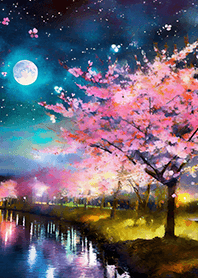 Beautiful night cherry blossoms#558
