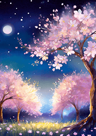 Beautiful night cherry blossoms#1461